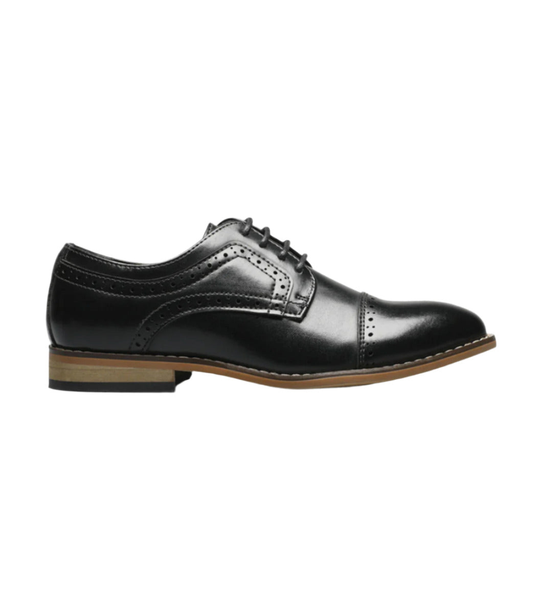 Stacy Adams Kid's Dickinson Cap Toe Oxford Dress Shoes- Black