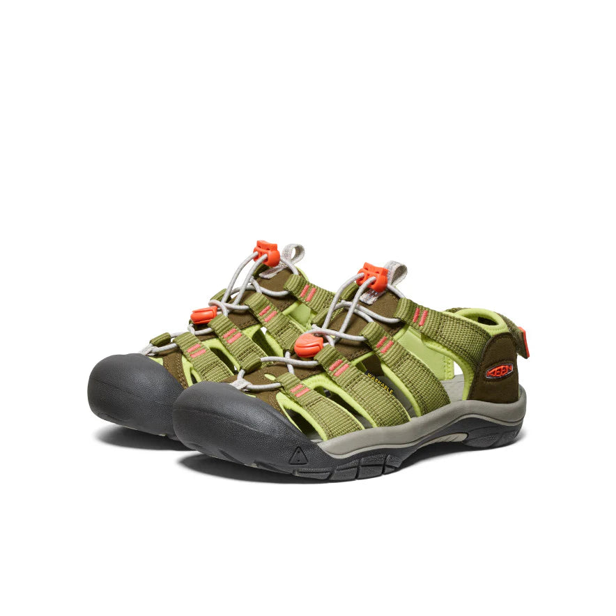 Keen Big Kids' (Sizes 1-7) Newport Boundless Youth Sandal - Dark Olive/Scarlet Ibis