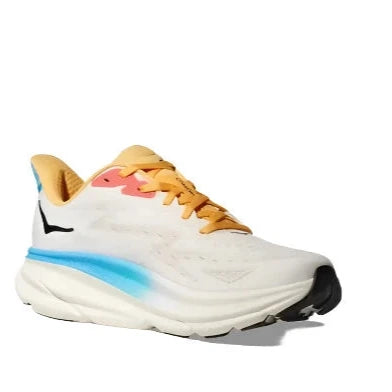 HOKA Women's Clifton 9 Sneaker - Blanc de Blanc/Swim Day