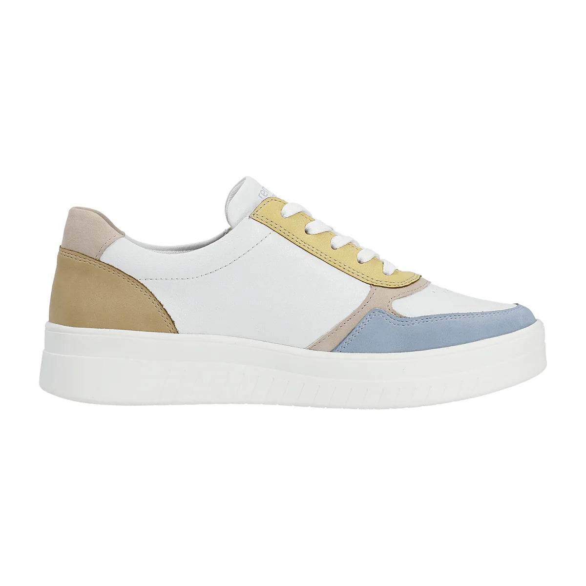 Remonte by Rieker Women's Pearl White Leather Sneakers - Aqua/Weiss/Rose/Sun/Mauve/Tan