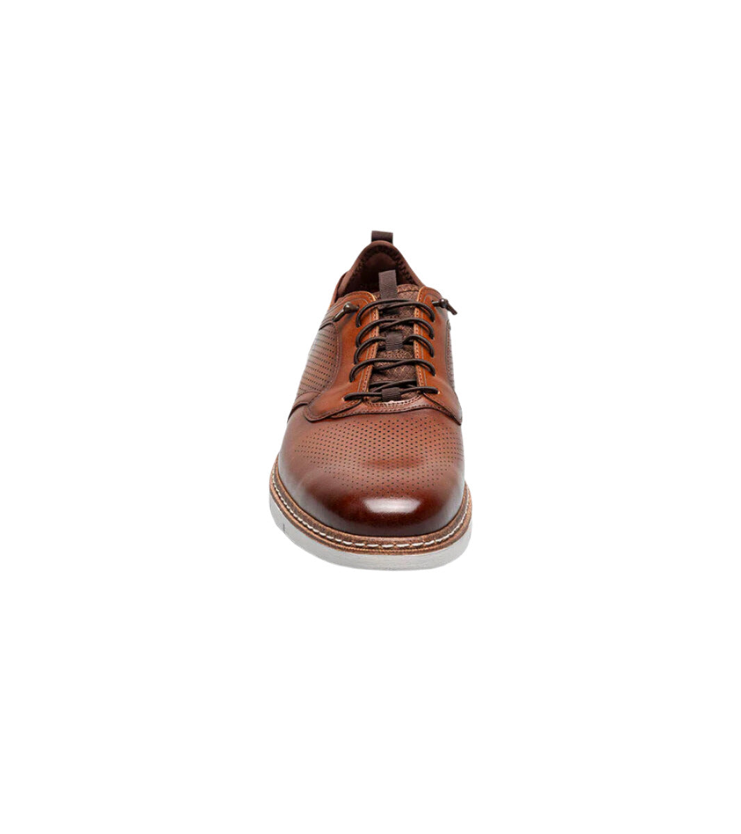Stacy Adams Men's Sync Plain Toe Elastic Lace Up Casual Loafer - Cognac