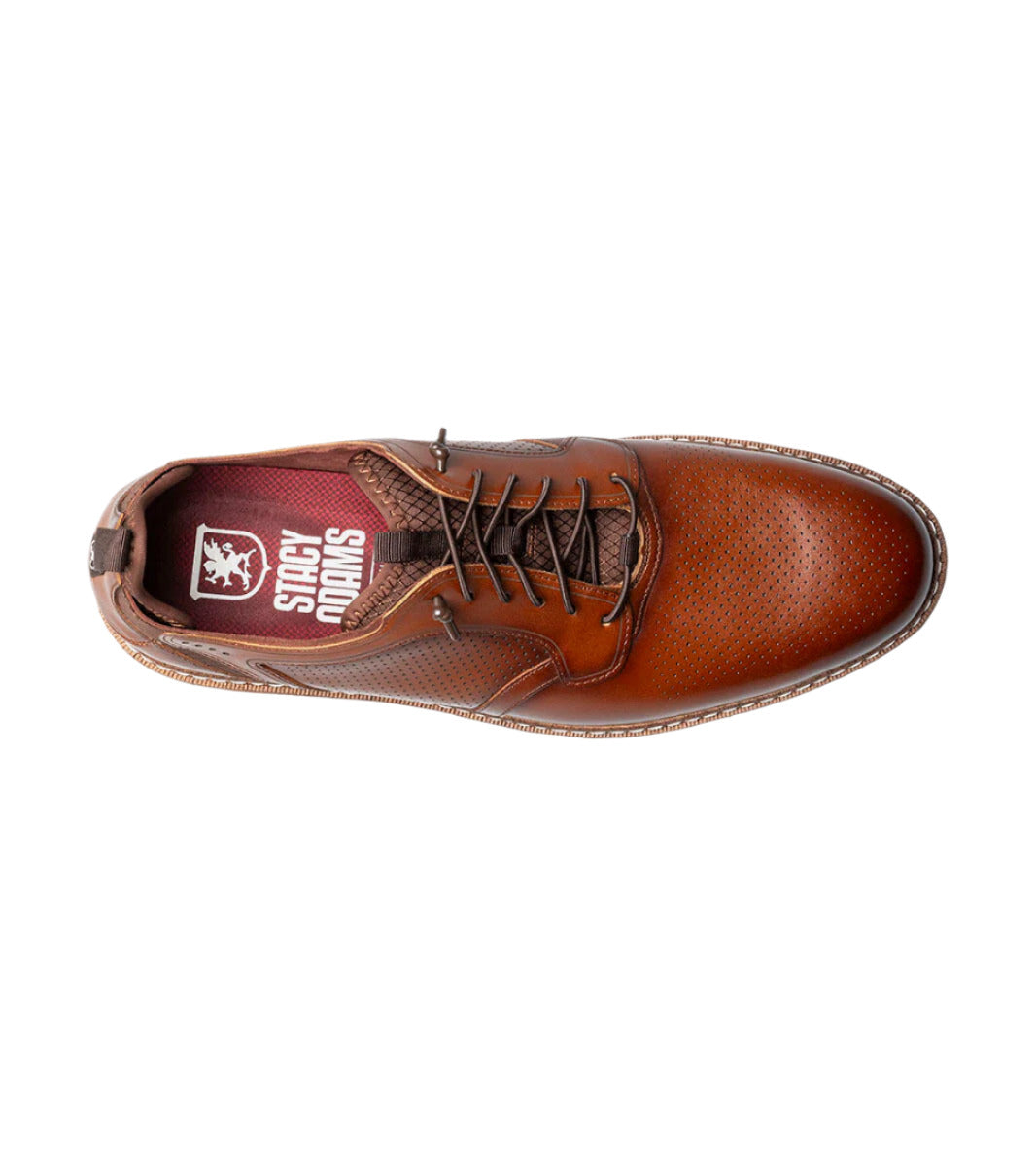 Stacy Adams Men's Sync Plain Toe Elastic Lace Up Casual Loafer - Cognac