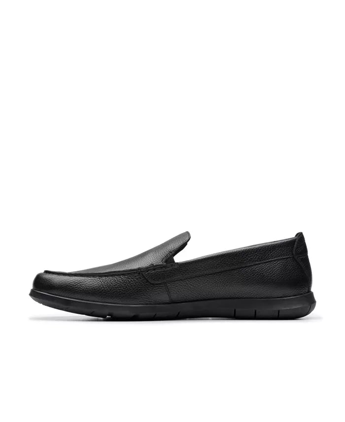 Clarks Men's Flexway Step Leather Slip Ons - Black