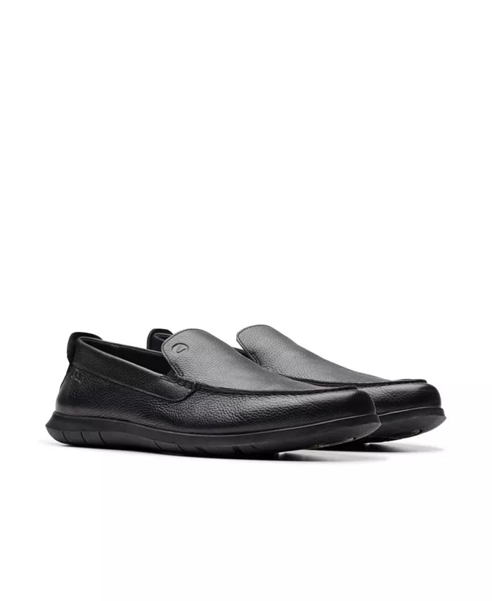 Clarks Men s Flexway Step Leather Slip Ons Black Alamo Shoes