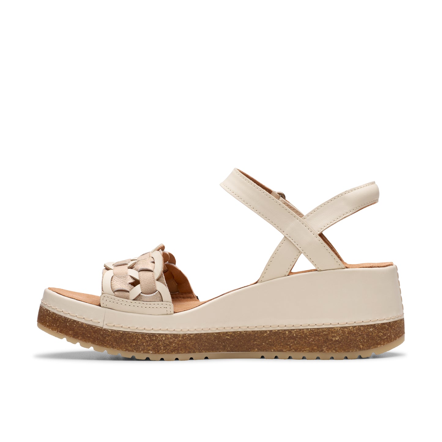 Clarks Women's Kassanda Bar Wedge Sandal - Creme Multi
