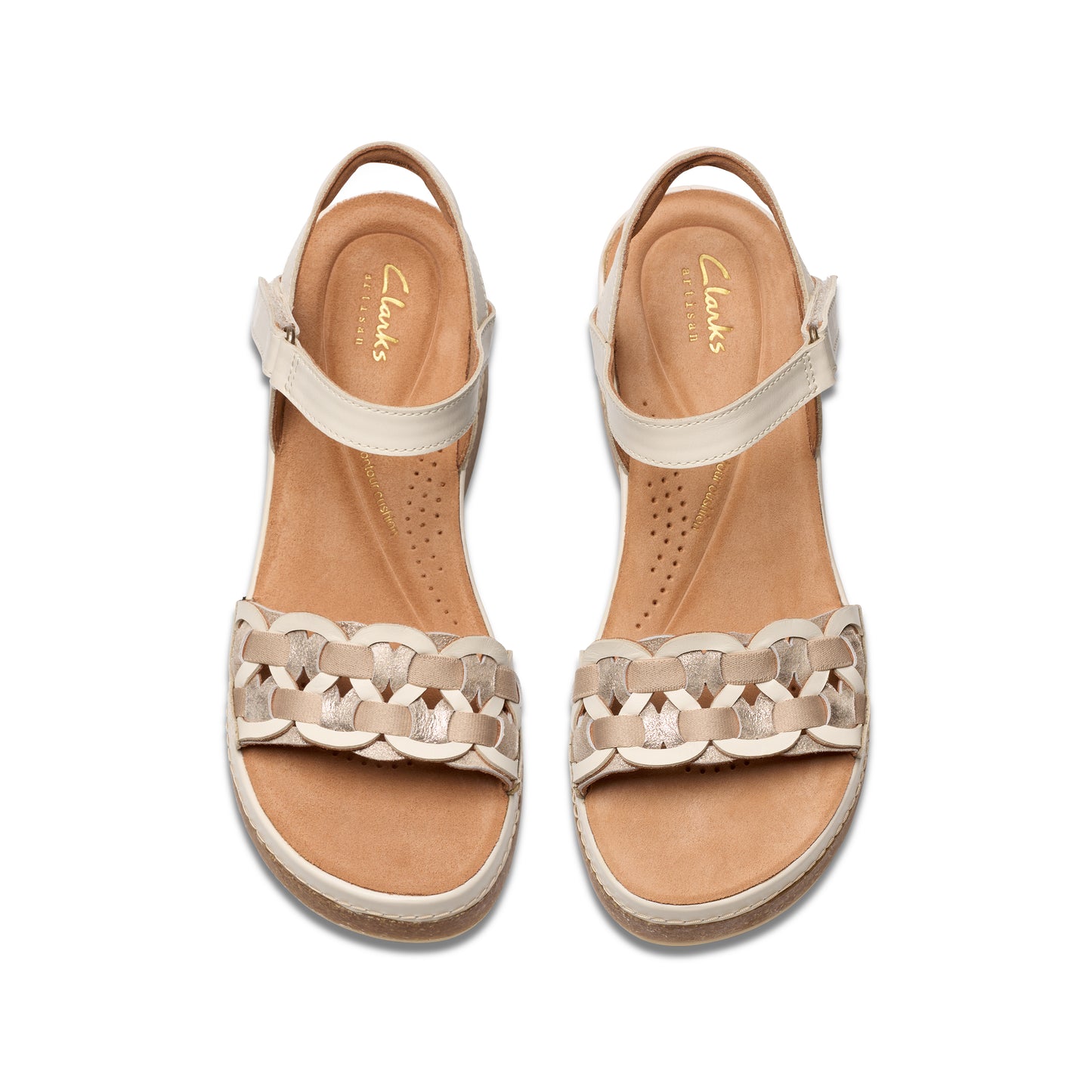 Clarks Women's Kassanda Bar Wedge Sandal - Creme Multi
