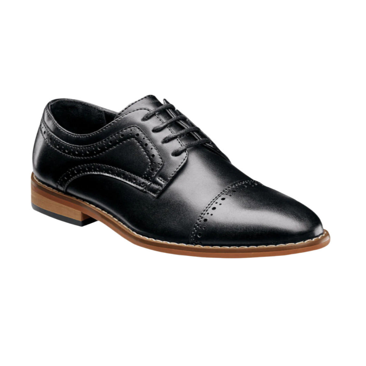 Stacy Adams Kid's Dickinson Cap Toe Oxford Dress Shoes- Black