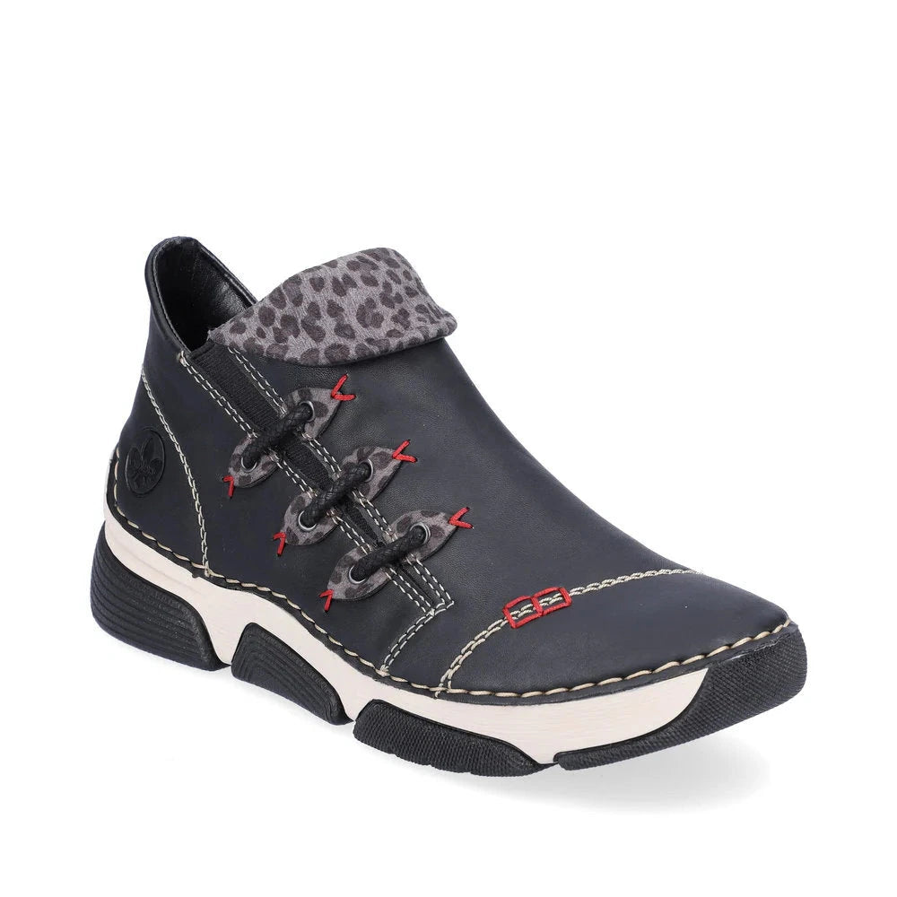 Rieker Women's Angela 83 Booties - Black/Leopard Grey