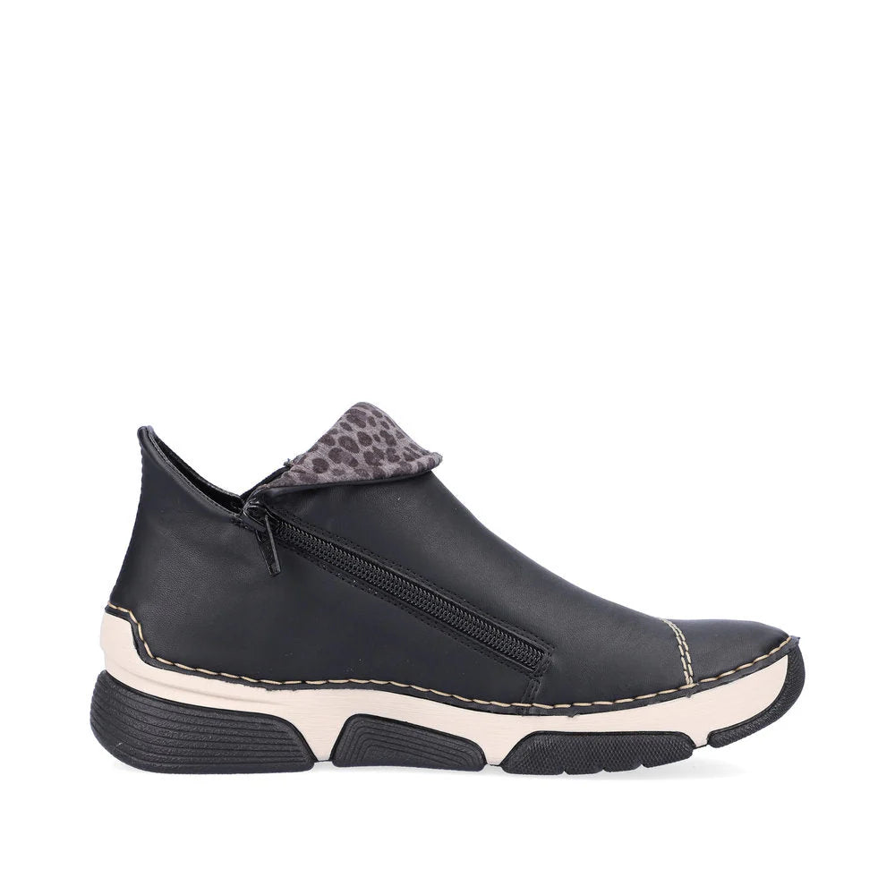 Rieker Women's Angela 83 Booties - Black/Leopard Grey
