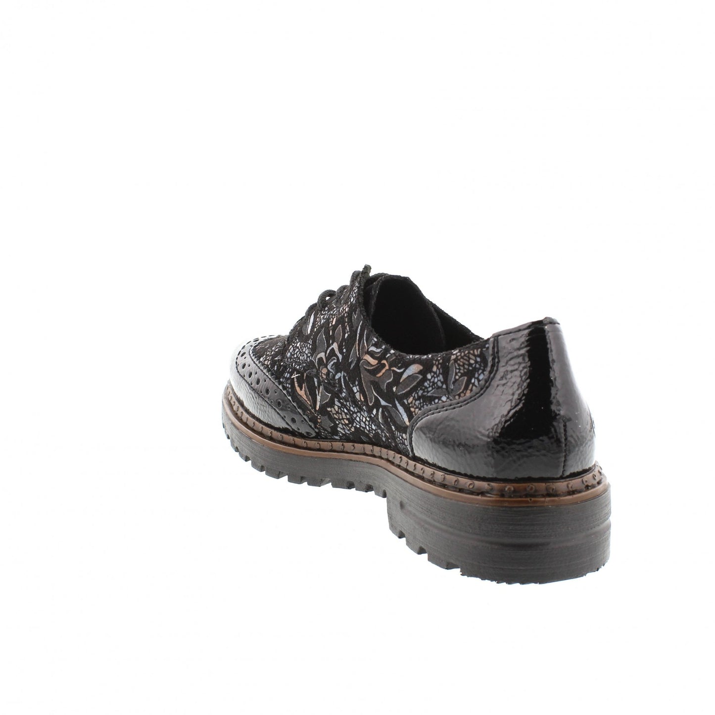 Rieker Women's Ulla Brogue Loafers - Black/Schwarz-Metallic