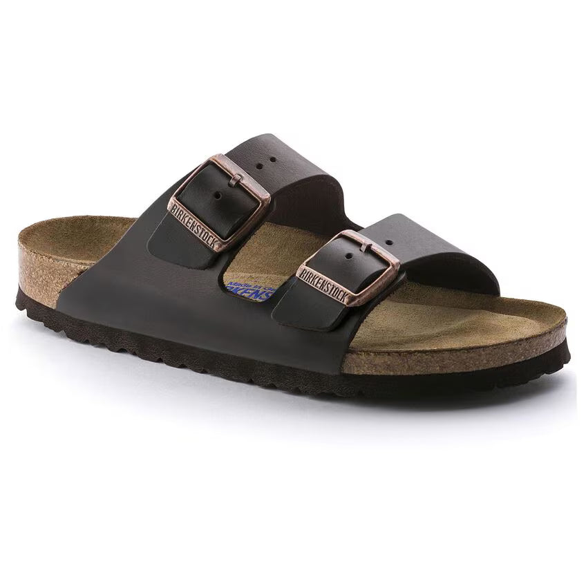 Birkenstock Unisex Leather Arizona Soft Footbed - Testa Di Moro