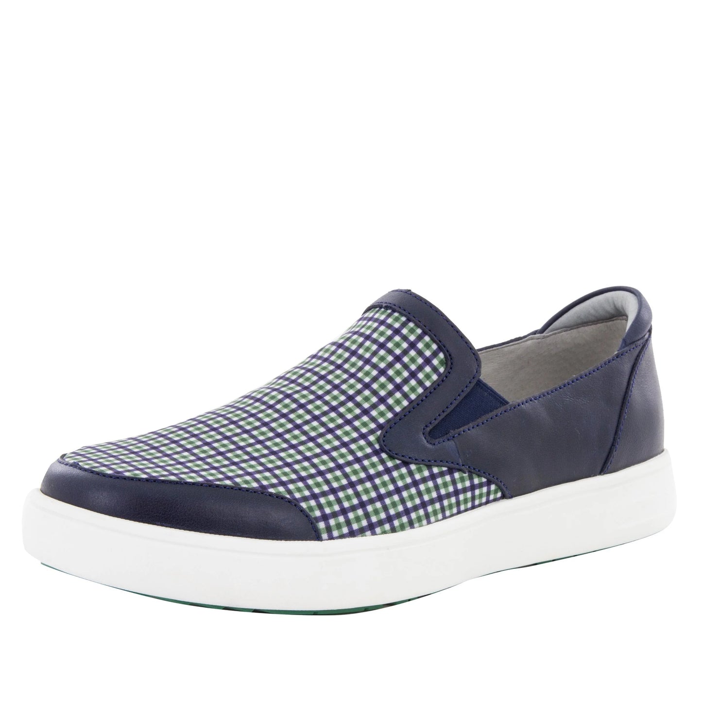 Alegria Men's Bender Slip On - Navy Plaid