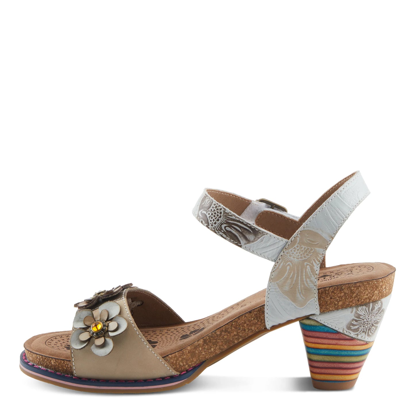 L'Artiste by Spring Step Bluesky Ankle Strap - White Multi