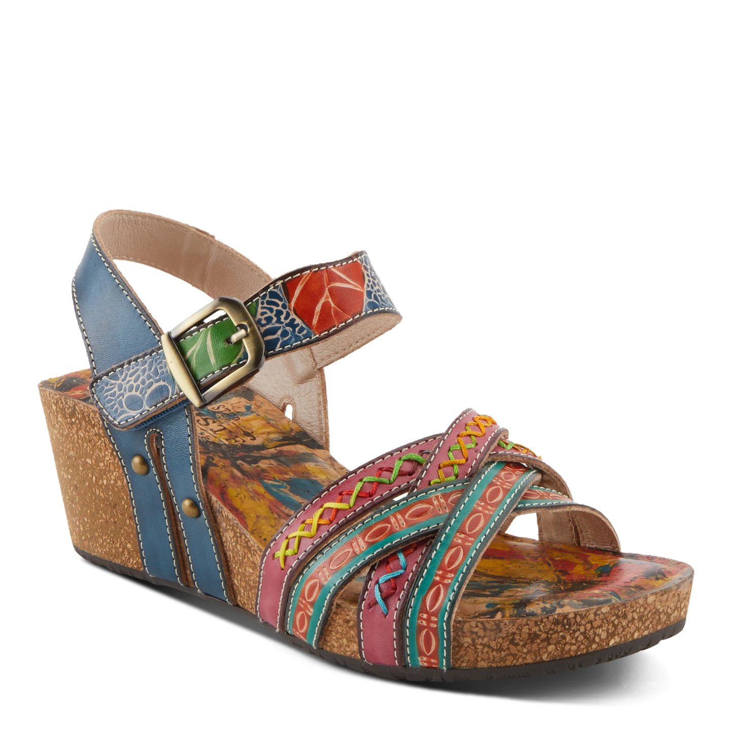 L'artiste by Spring Step Women's Bosquet Wedge Sandals - Navy Multi