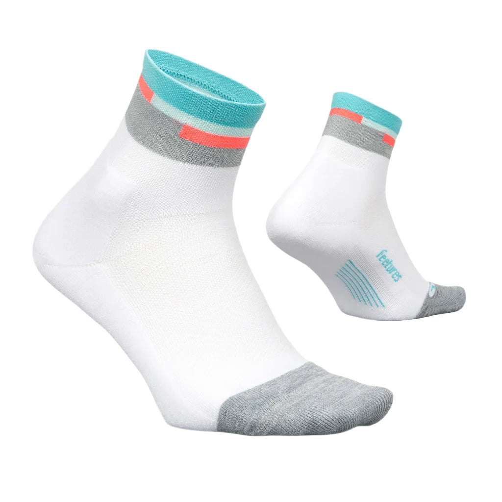 Feetures Elite Light Cushion Quarter Length - Aquatic White