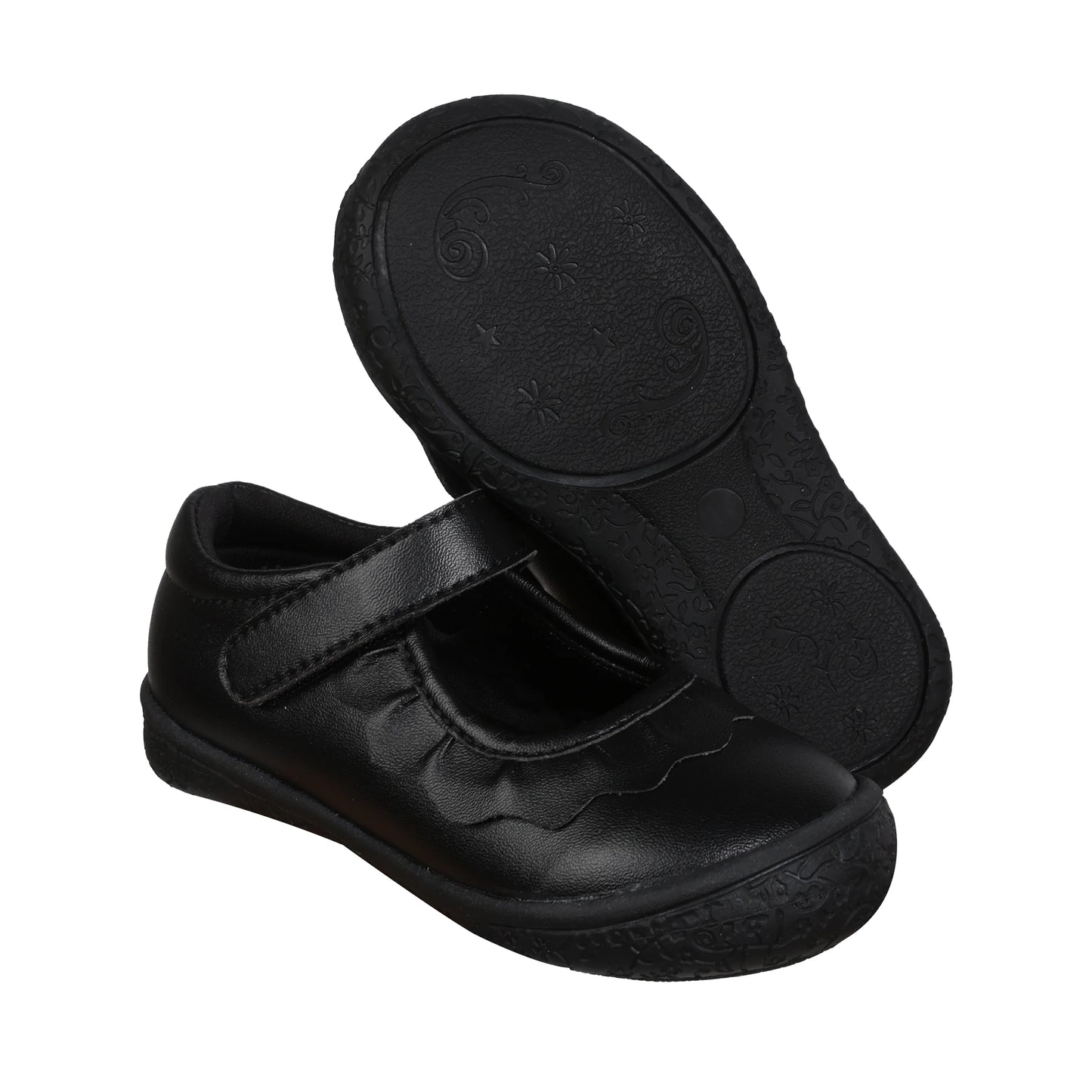 Oomphies Girls' (Sizes 5-3) Amina Leather Mary Jane - Black/Black