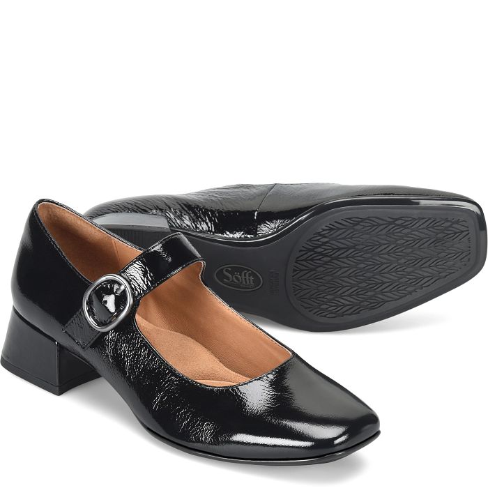 Sofft Women's Laura Heeled Mary Jane Shoe - Black Patent