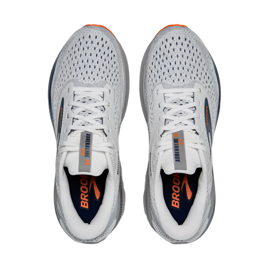 Brooks Men's Adrenaline GTS 24 Lightweight Road Running Shoe - White/Peacoat/Alloy
