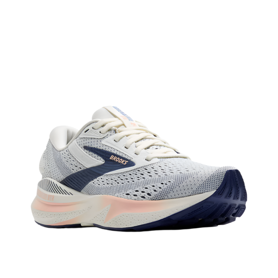 Brooks Women's Adrenaline GTS 24 Lightweight Road Running Shoe - Grey/Blue Ribbon/Peach