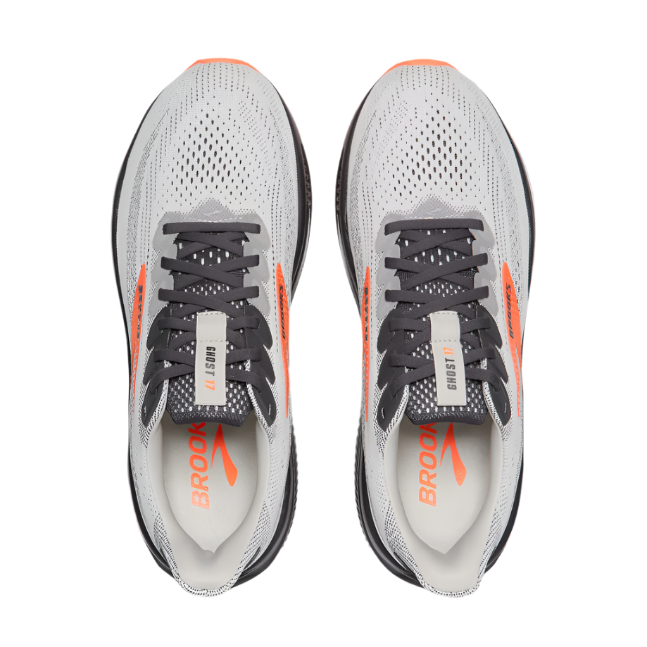 Brooks Men's Ghost 17 Dynamic Road Running Sneaker - Oyster Mushroom/Orange/Ebony