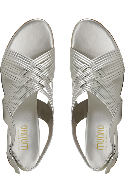 Munro Women's Marianna Slingback Sandal - Natural Metallic Leather