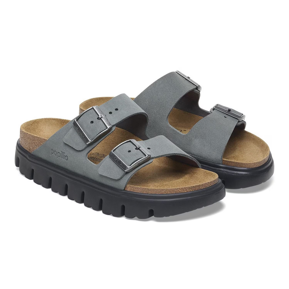Papillio by Birkenstock Women's Arizona Chunky Sandal - Basalt Grey Suede