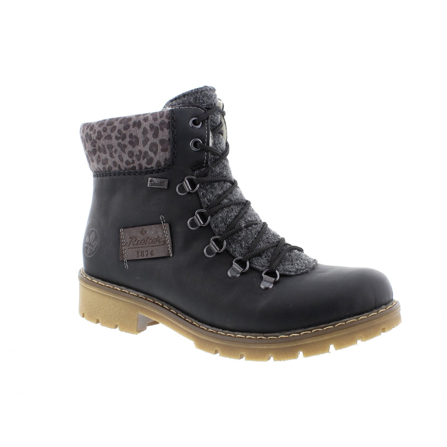 Rieker Women's Sabrina 36 Fur Lined Ankle Boot - Schwarz/Anthrazit/Basalt/Leo