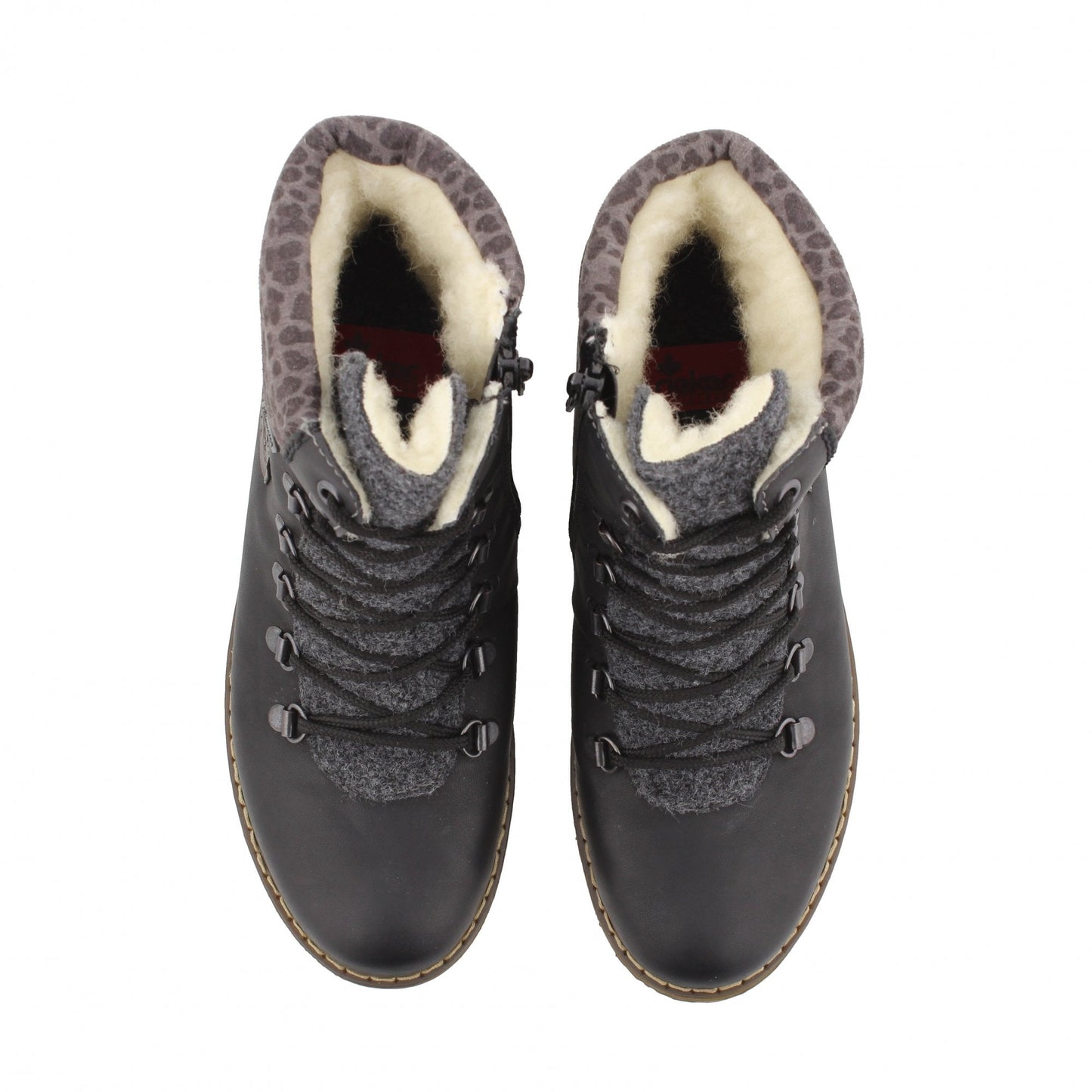 Rieker Women's Sabrina 36 Fur Lined Ankle Boot - Schwarz/Anthrazit/Basalt/Leo