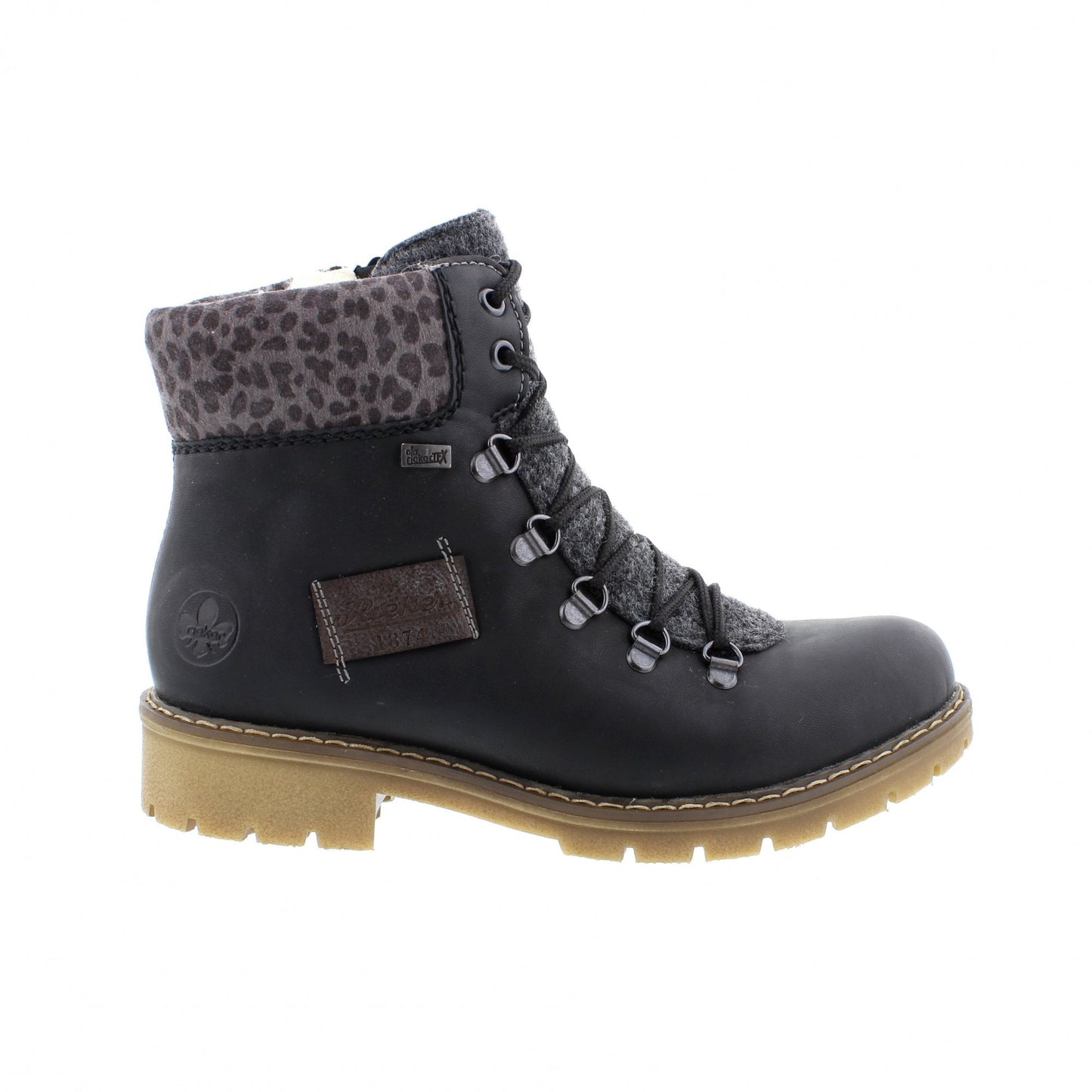 Rieker Women's Sabrina 36 Fur Lined Ankle Boot - Schwarz/Anthrazit/Basalt/Leo