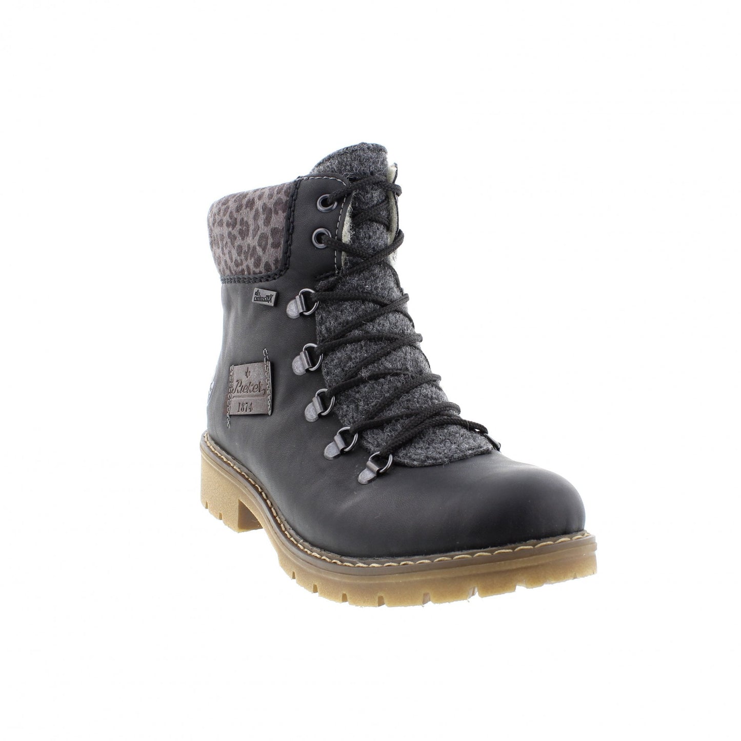 Rieker Women's Sabrina 36 Fur Lined Ankle Boot - Schwarz/Anthrazit/Basalt/Leo