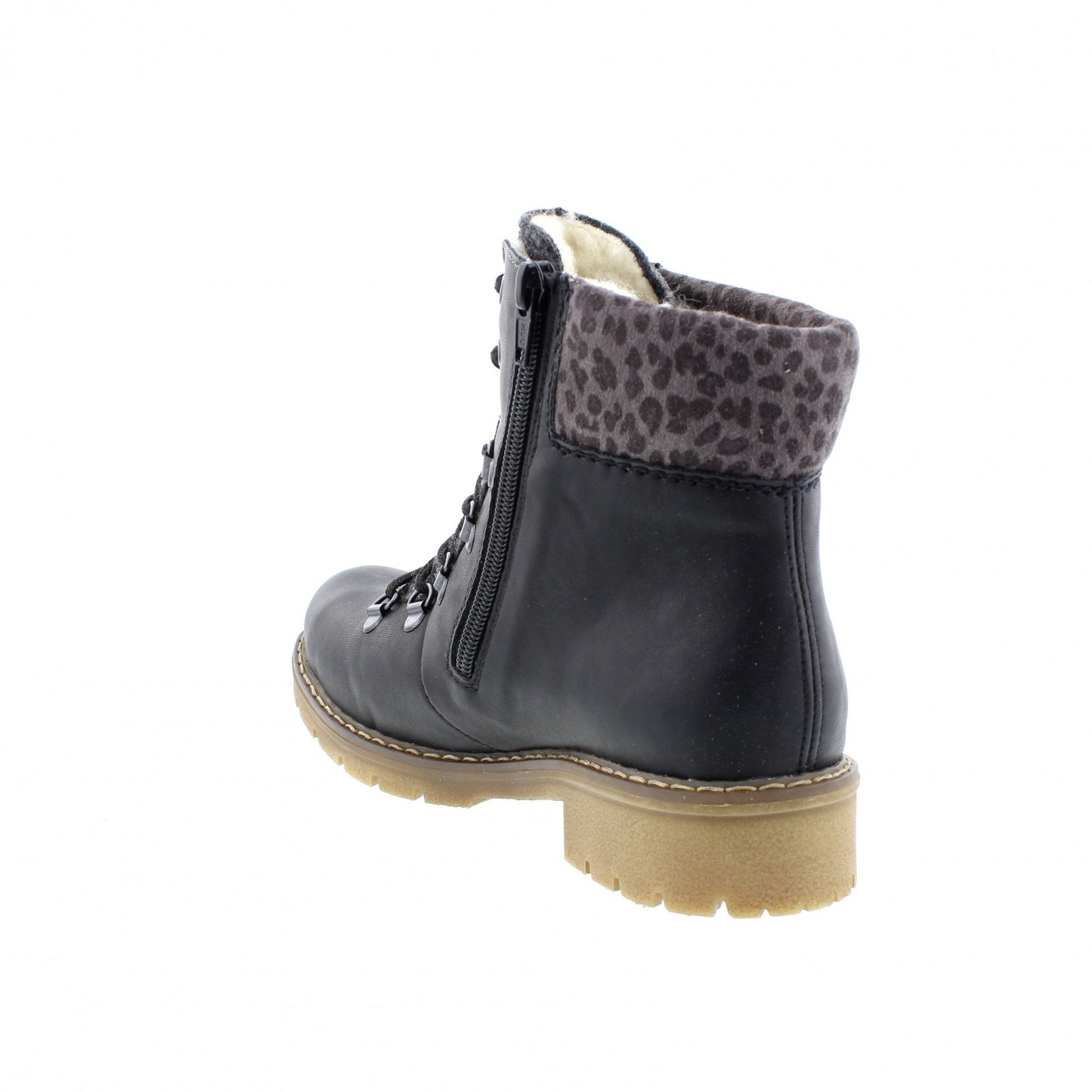Rieker Women's Sabrina 36 Fur Lined Ankle Boot - Schwarz/Anthrazit/Basalt/Leo