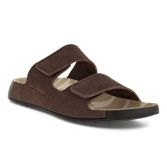 3/4 view of ecco men's 2nd cozmo two band slide in mocha color