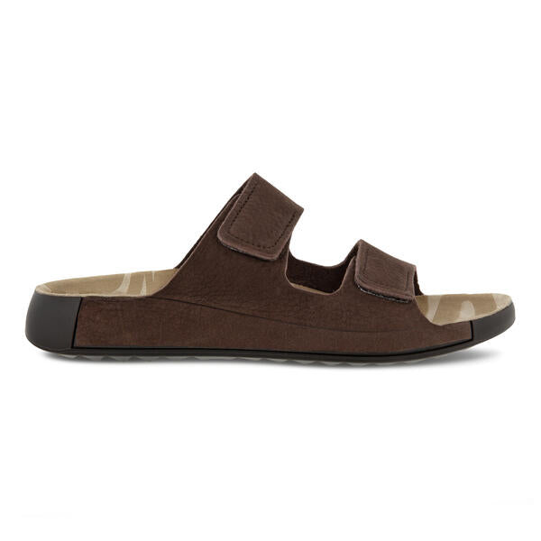 side view of ecco men's 2nd cozmo two band slide in mocha color