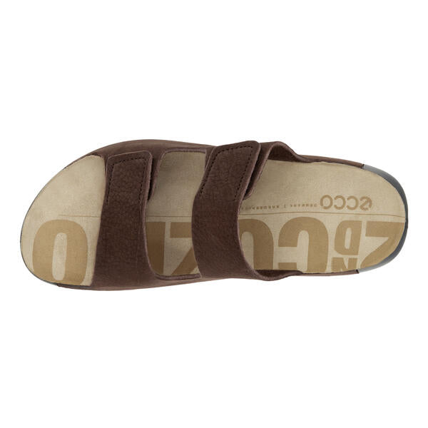 top down view of ecco men's 2nd cozmo two band slide in mocha color