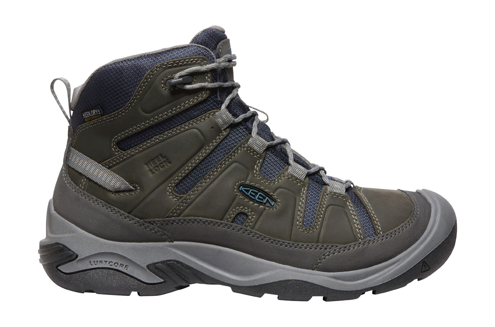 KEEN Men's Circadia Mid Waterproof - Steel Grey/Legion Blue Side View