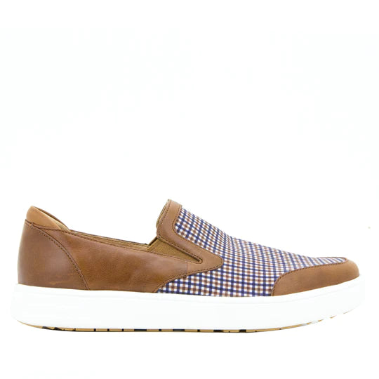 Alegria Men's Bender Slip-On Shoe - Tan Plaid