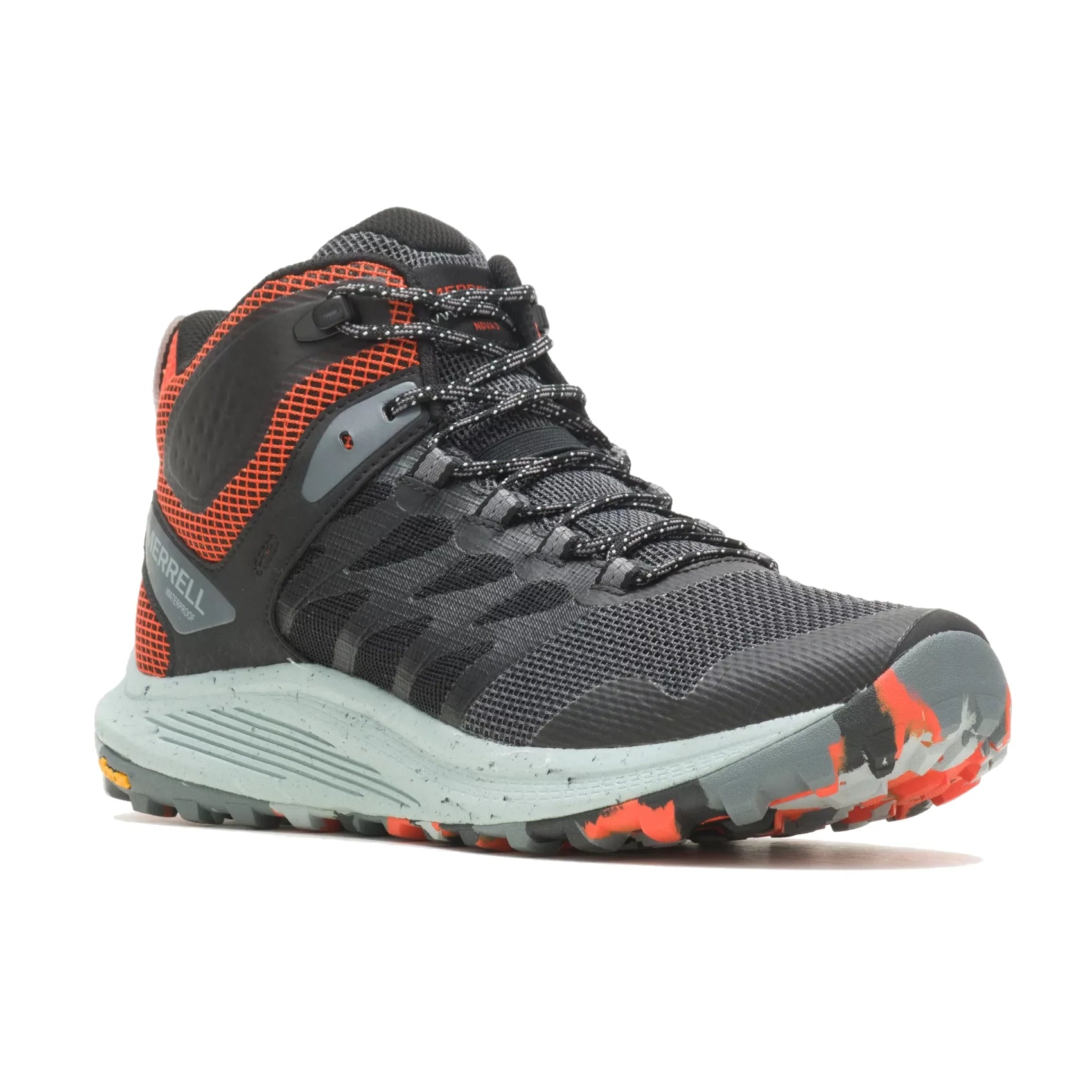 Merrell Men's Nova Waterproof Mid Black/Tangerine – Alamo Shoes