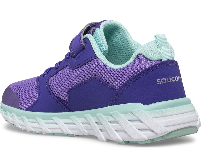 Saucony Big Kid's Wind 2.0 A/C Sneaker (Sizes 10.5 - 7) - Purple/Turquoise