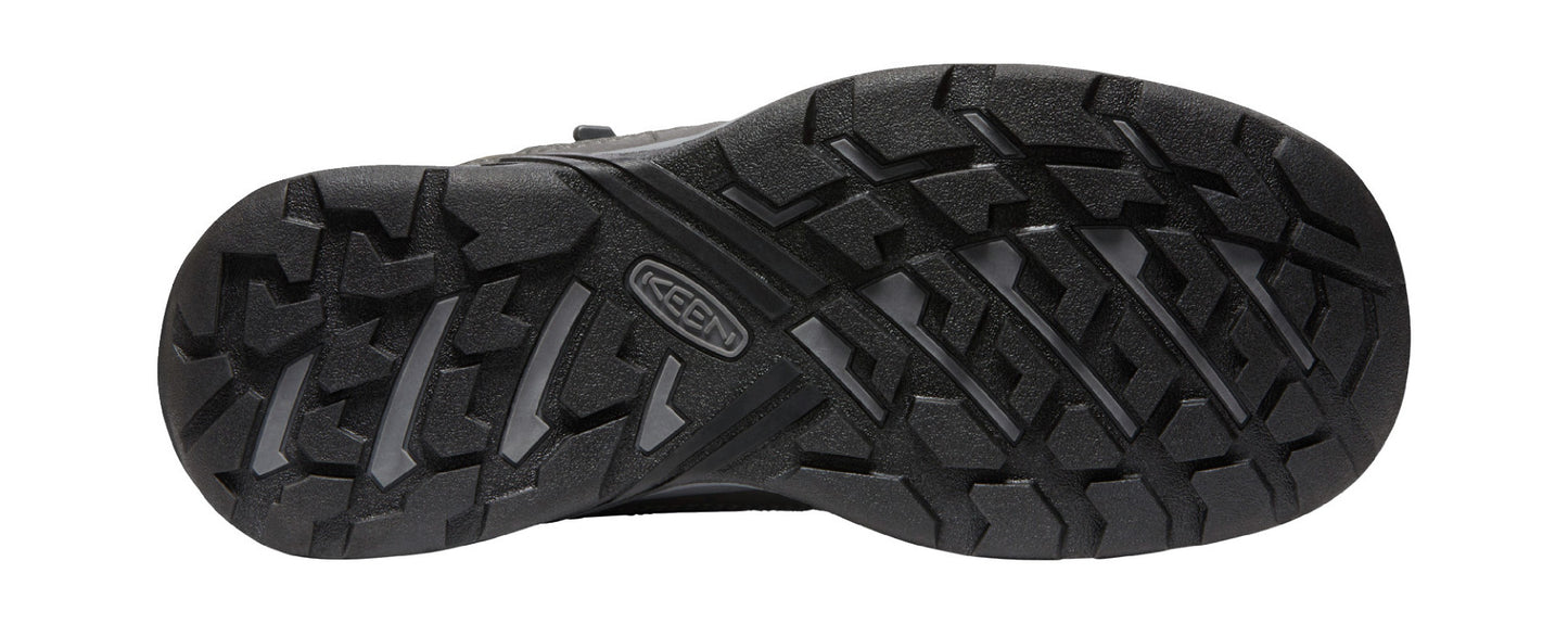 KEEN Men's Circadia Mid Waterproof Shoe Sole with KEEN Logo Bottom Up View