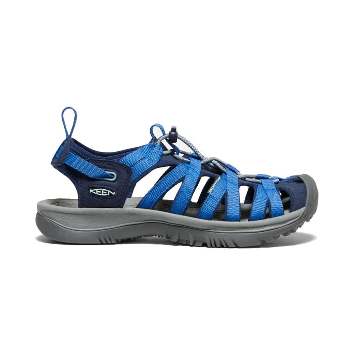 KEEN Women's Whisper - Blue Sandal Side View with KEEN logo on side