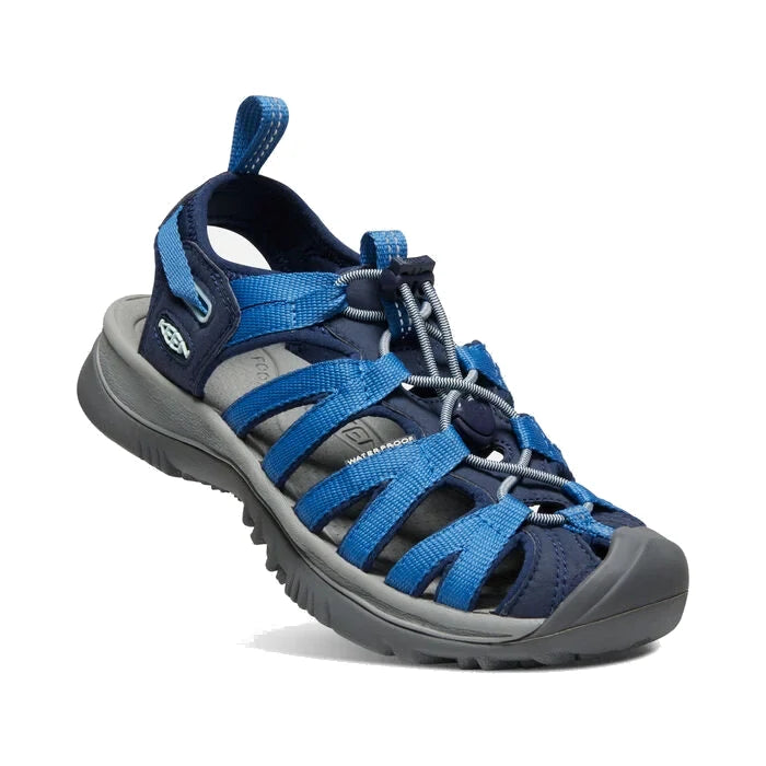 KEEN Women's Whisper - Blue Depths/Bright Cobalt 3/4 View of Sandal