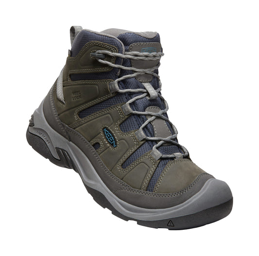 KEEN Men's Circadia Mid Waterproof - Steel Grey/Legion Blue 3/4 View