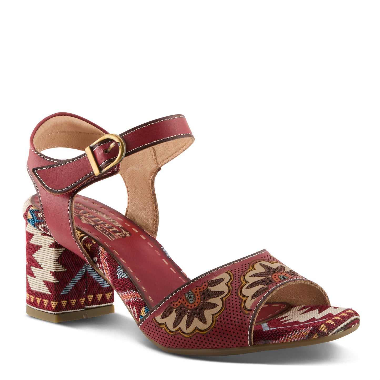 L'Artiste by Spring Step Women's Sassy Class Heeled Sandal - Red Multi