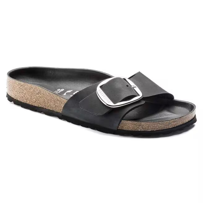 Birkenstock Women's Madrid Big Buckle Sandals-Black Oiled Leather