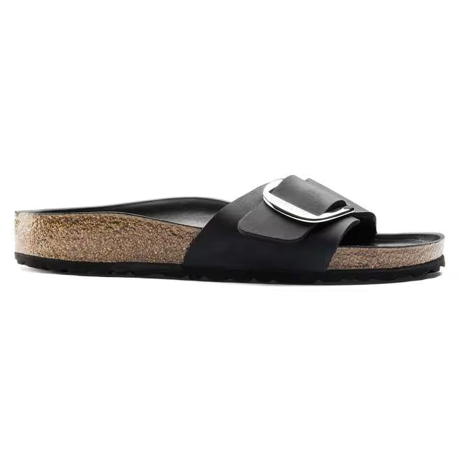 Birkenstock Women's Madrid Big Buckle Sandals-Black Oiled Leather