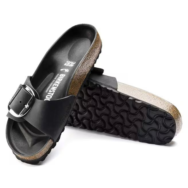 Birkenstock Women's Madrid Big Buckle Sandals-Black Oiled Leather