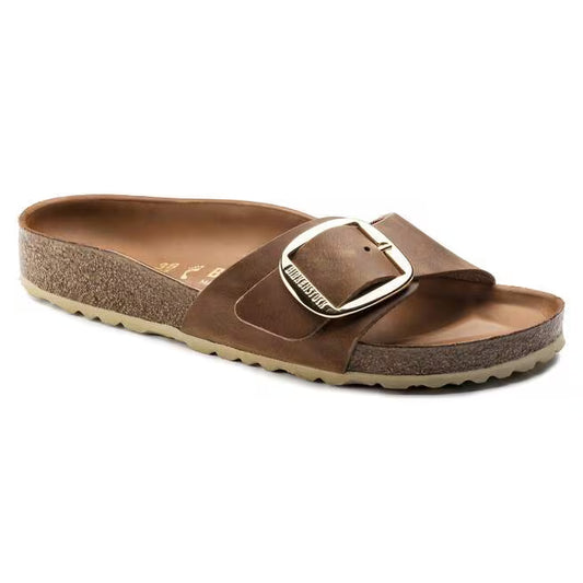 Birkenstock Women's Madrid Big Buckle Sandals-Cognac Oiled Leather