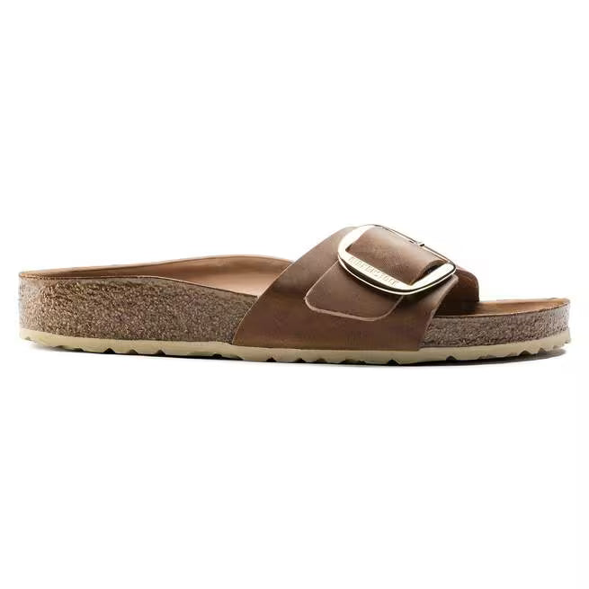 Birkenstock Women's Madrid Big Buckle Sandals-Cognac Oiled Leather