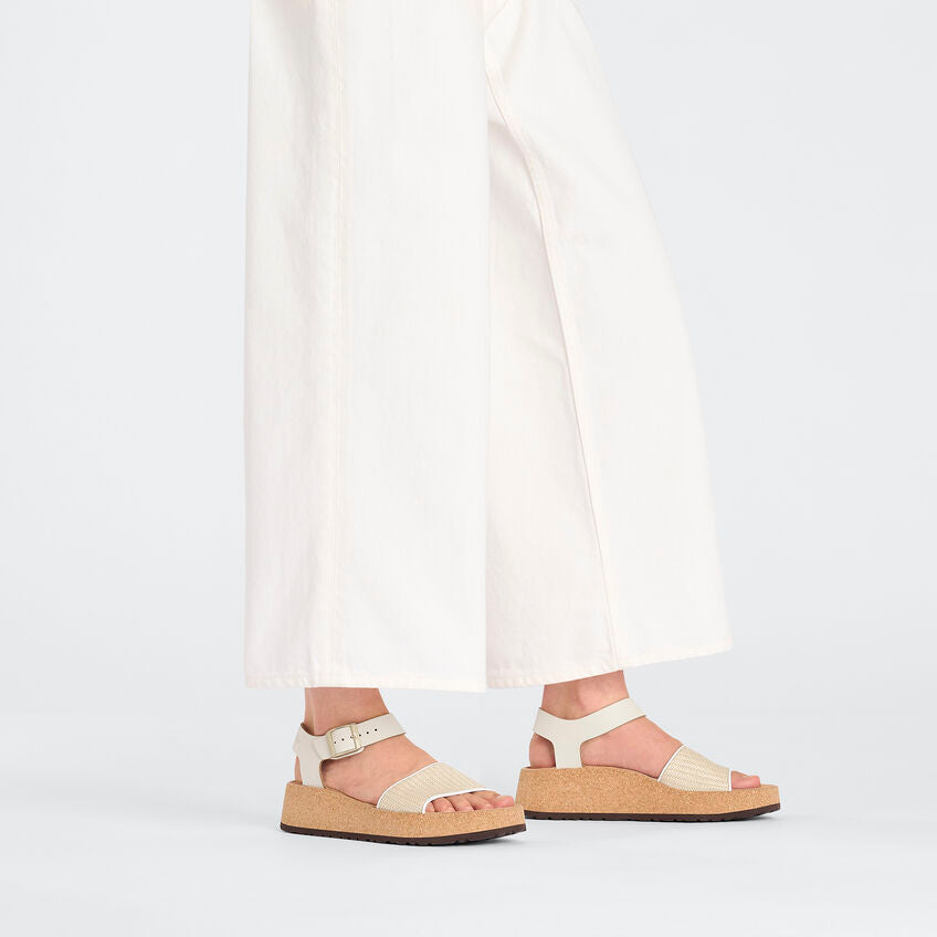 Papillio by Birkenstock Women's Glenda Sandal - Natural White/Raffia/Leather