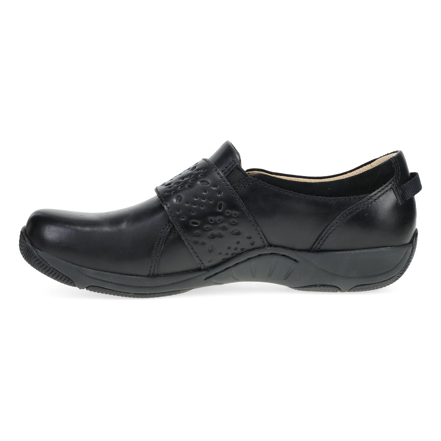 Dansko Women's Sallie Slip Resistant Adjustable Shoe - Black Waxy Burnished